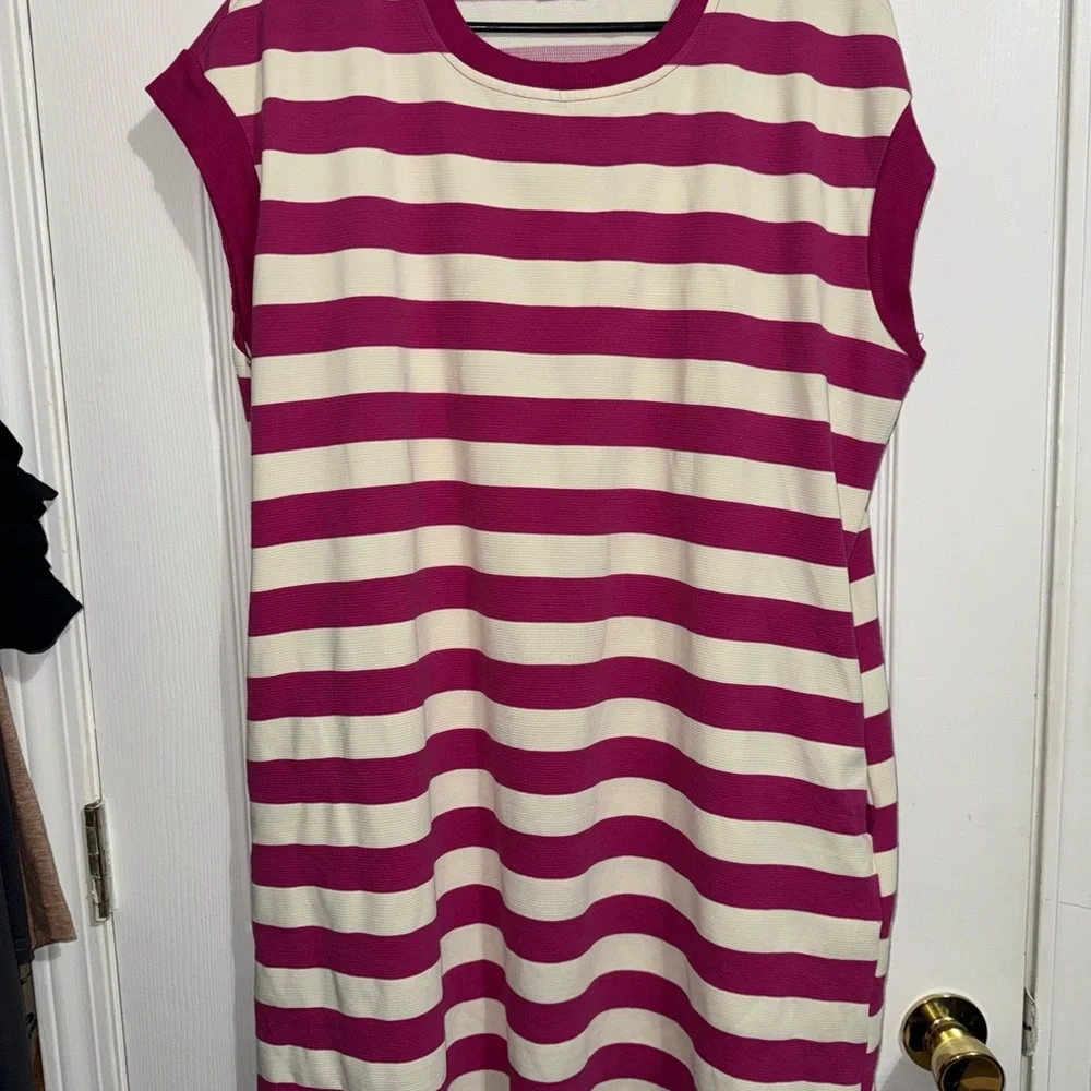 Striped Pink and White Women's Dress by Sweet Ivys Designs - Picture 4 of 4